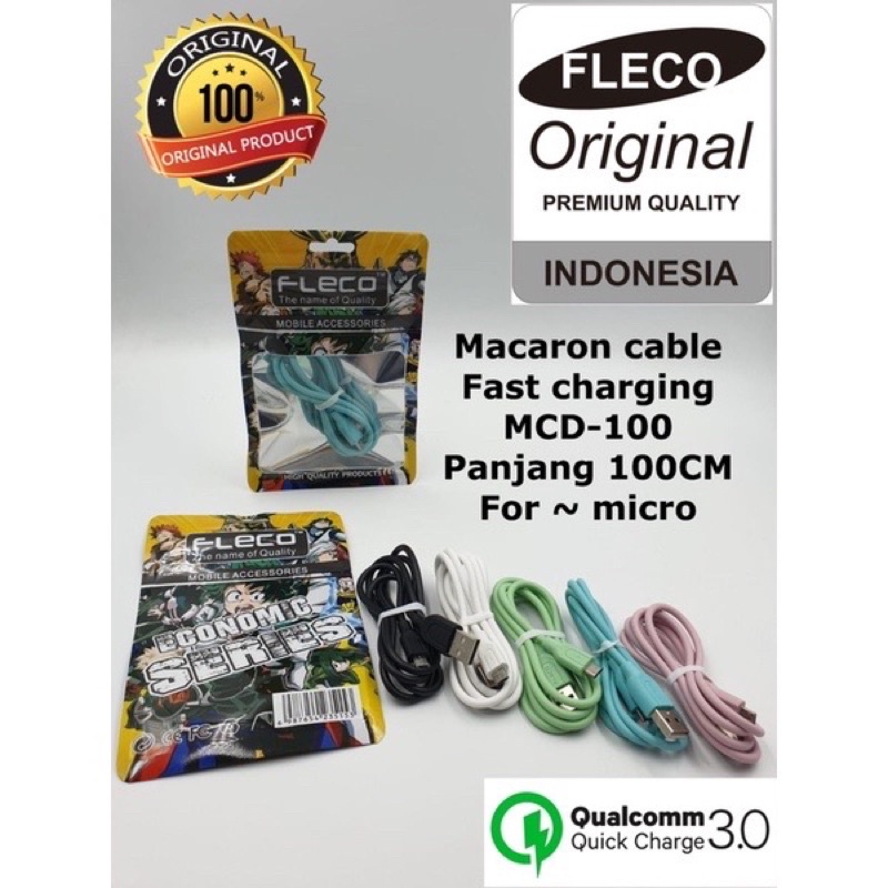 PROMO KABEL DATA MACARON FLECO MCD100 MICRO TYPE C XS