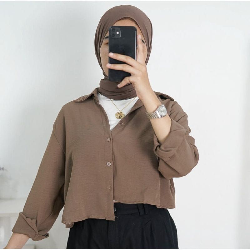 kemeja wanita//kemeja crop wanita cringkelle//kemeja crop