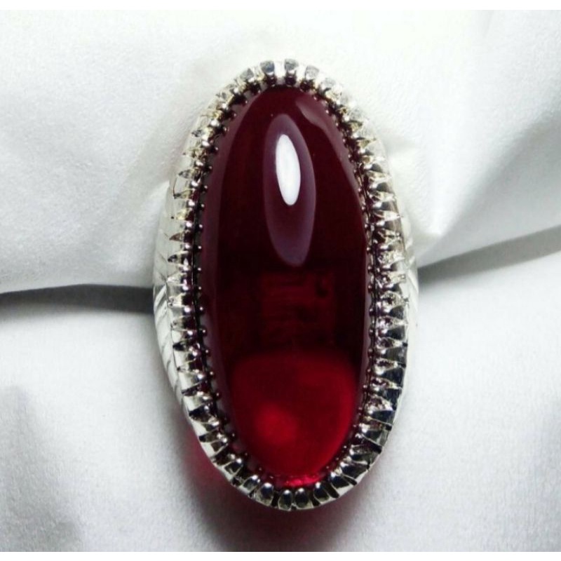 cincin batu merah Siam natural model pandan top quality