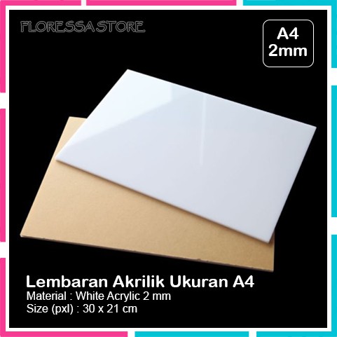 

Lembaran Acrylic Akrilik A4 2mm Putih