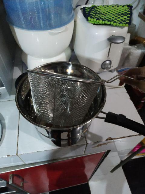 Deep Fryer Pan 3 In 1 Stainless Steel Pot Rebus - Panci Goreng - Wajan Kukus 22 Cm