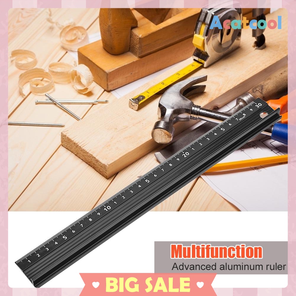 Multi-function Aluminum Alloy Hand Protective Ruler Non-slip Straight Ruler