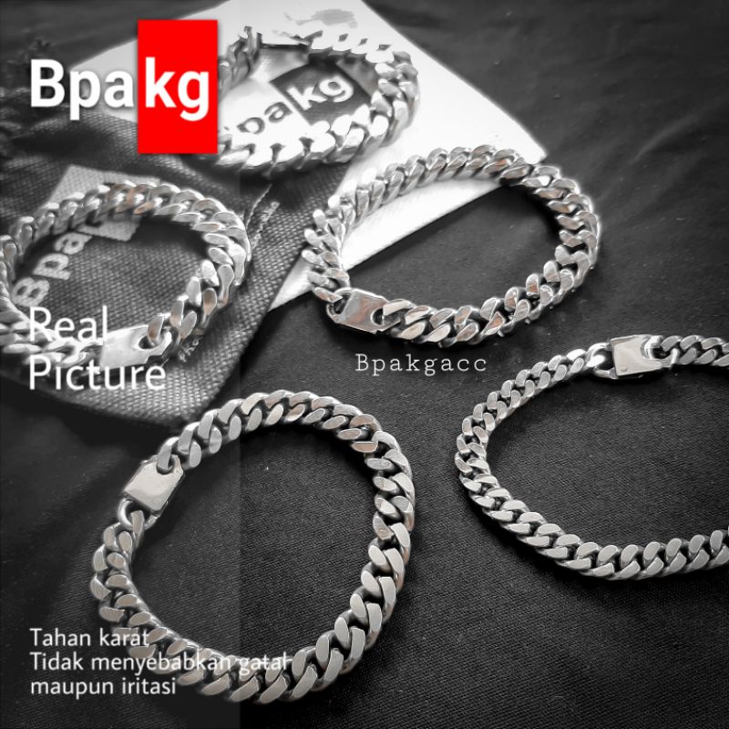 Gelang tangan rantai # Gelang besi putih asli anti karat gelang monel cowok keren monel Pria cod