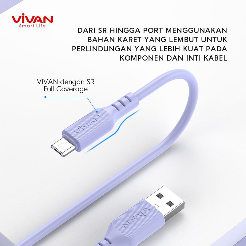 VIVAN VSM100 Kabel Data Micro USB For Android 2.4A Quick Charge 1M - Garansi Resmi 1 Tahun