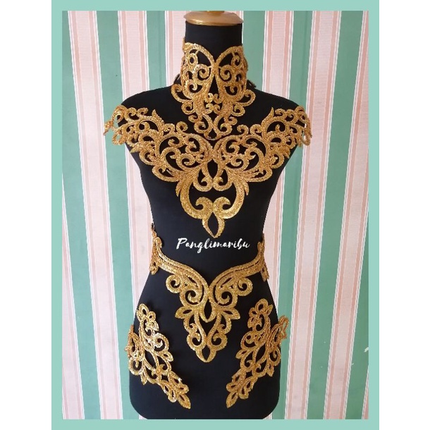 Renda kebaya bordir full payet bambu/mute