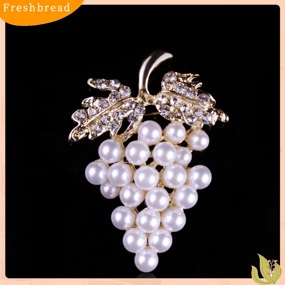 Terlaris Elegant Women Faux Pearl Rhinestone Grapes Brooch Pin Dress Scarf Accessory