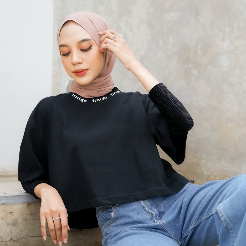 JINISO Crop Top JNSO Round Neck Oversize Tee T-Shirt | Kaos-6