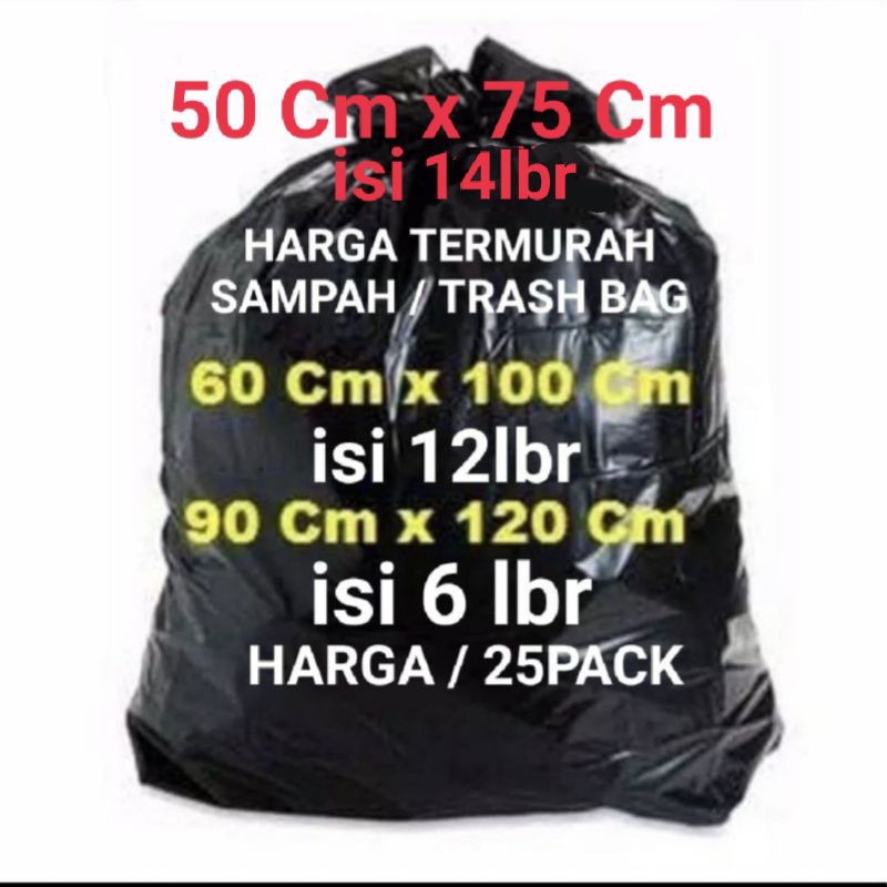 isi 25pack x 500gram kantong sampah / Trash bag 50/60x100 &amp; 90x120