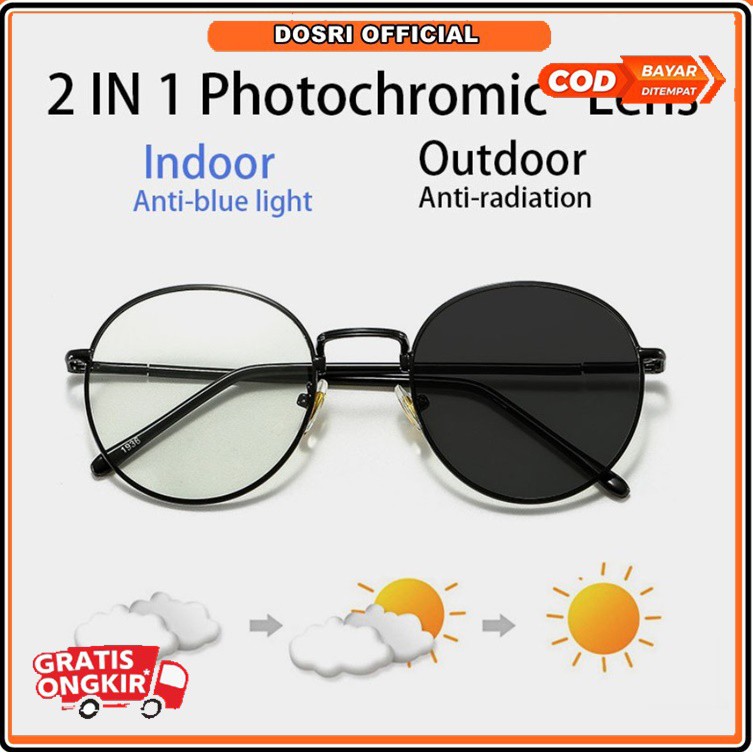 (BISA COD) 1PCS Kacamata Photocromic Korea Lensa Photocromic Blue Ray Radiasi Korea Wanita