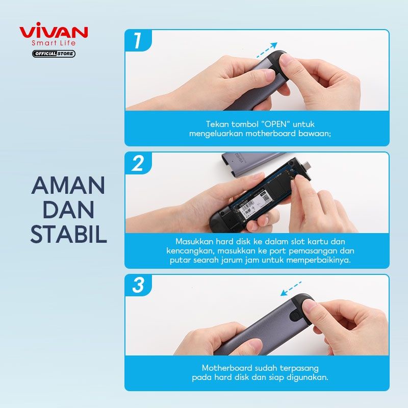 VIVAN M2 Enclosure VSHD2 USB Type C Dual Output 10 GbpsHigh Speed Transmission