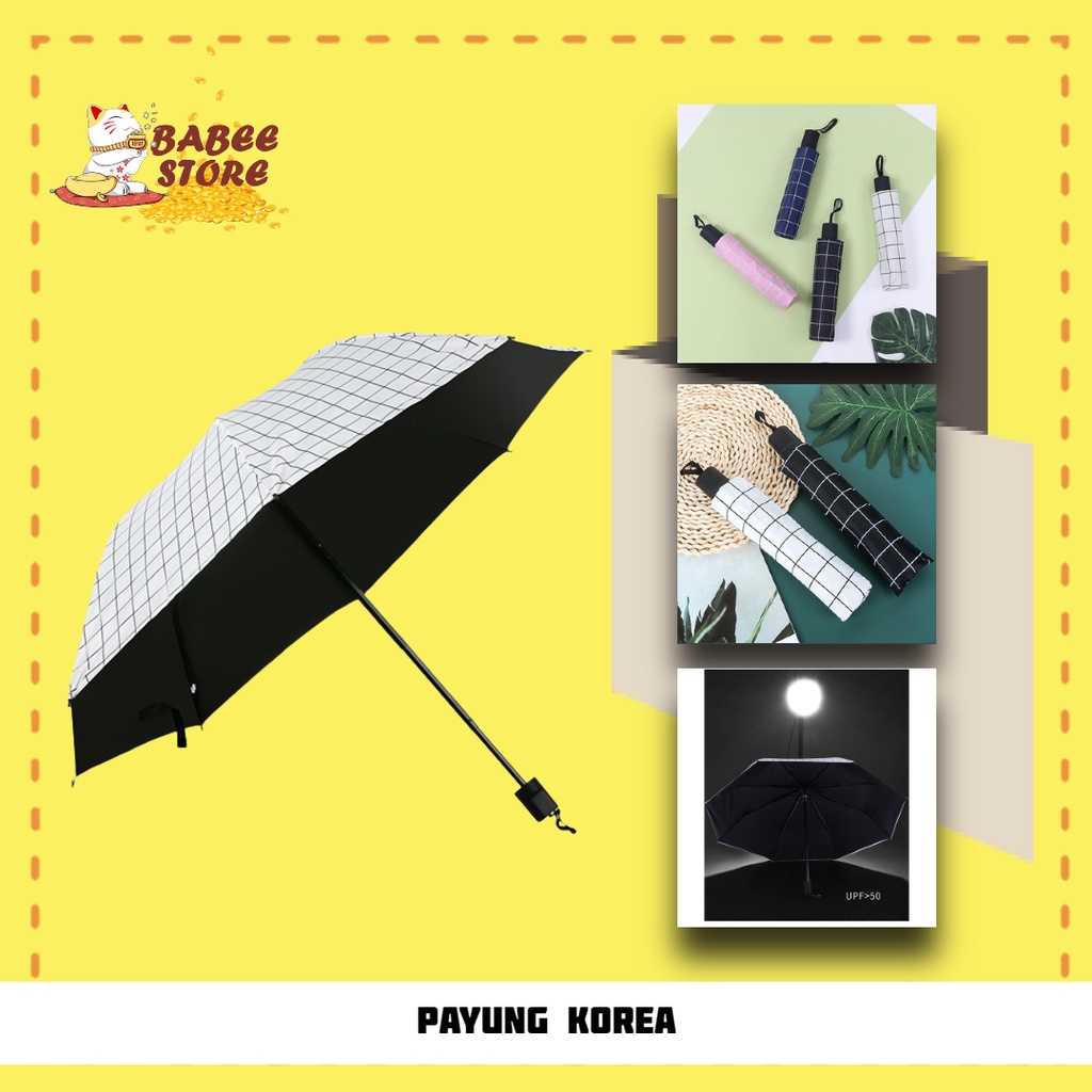 BABEE - PAYUNG KOREA MOTIF KOTAK / PAYUNG LIPAT AESTHETIC / PAYUNG UV UMBRELLA