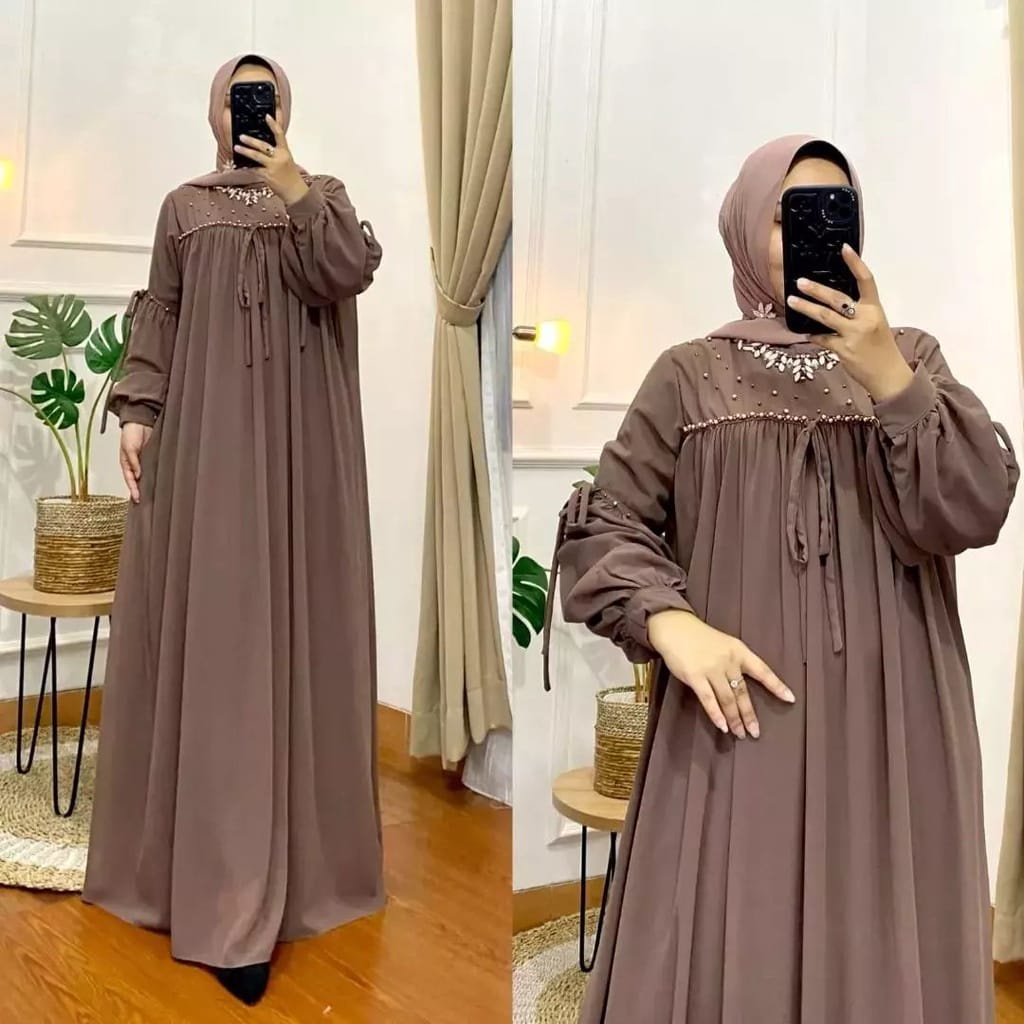 Gamis Wanita Terbaru 2022 Berliana Maxy Dress Kondangan Bridesmaid Fashion Muslim Ceruty Babydoll Gamis Pesta Mewah Elegan