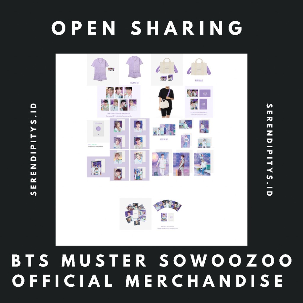 SHARING BTS 2021 MUSTER SOWOOZOO OFFICIAL MERCHANDISE MERCH MINI PC PHOTOCARD PAJAMA POSTCARD POSTER