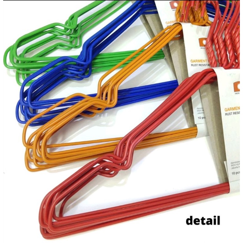 10pcs Hanger Gantungan baju coating warna ANTI KARAT -  INDOKURNIA EKONOMIS