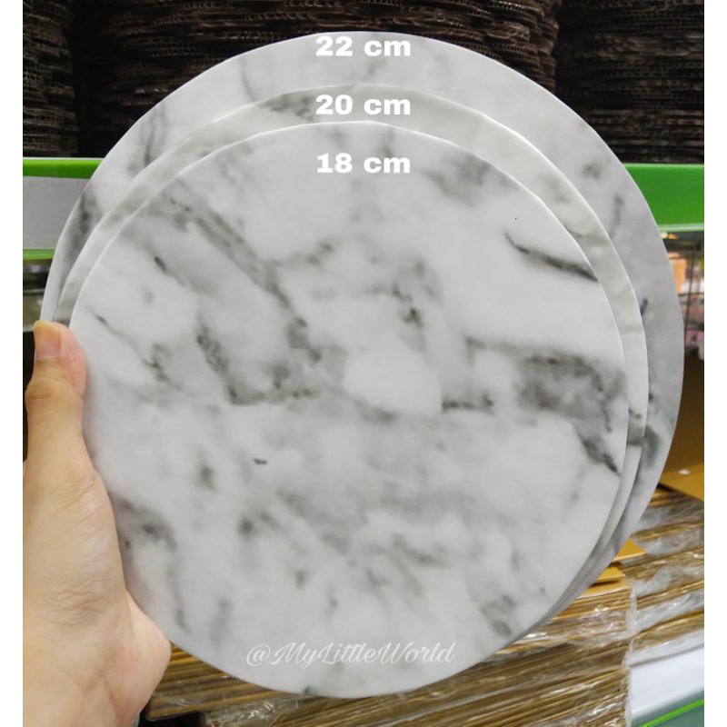ALAS KUE TART TATAKAN MARBLE CAKE BOARD MARBEL MARMER BULAT LINGKARAN ELEGAN 18 20 22 24 28 30 32 cm