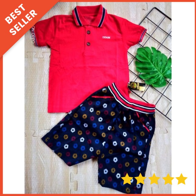 SETELAN ANAK COWOK GUGO KERAH USIA 1-3 TAHUN SIZE 1-3 / SETELAN GUGO KIDS KERAH CELANA KATUN