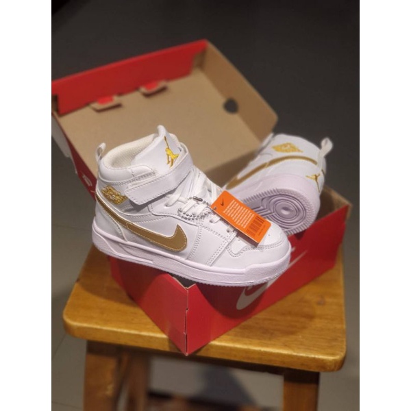Sepatu anak 1-8 tahun laki laki dan perempuan nike jordan white gold