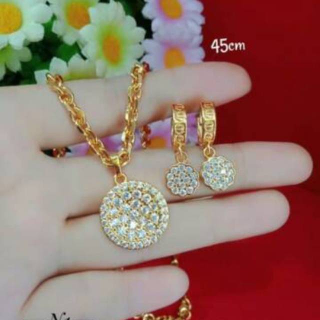 Xuping kalung dan anting lapis emas 1016h