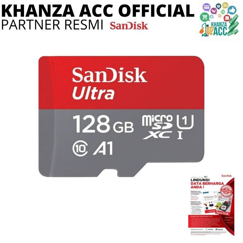 KHANZAACC Memory Card SanDisk Ultra MicroSD 128GB A1 100MB/s