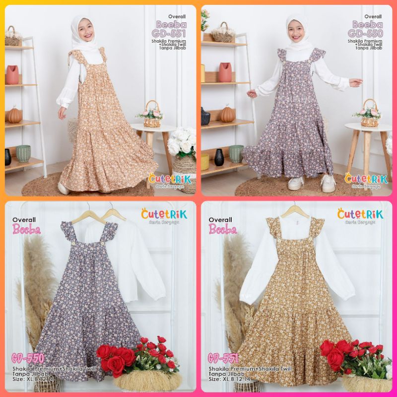 TERBARU TERMURAH SETELAN BAJU GAMIS ROK DENIM OVERALL ROK BEEBA GD 550 ANAK PEREMPUAN MUSLIM MODERN 