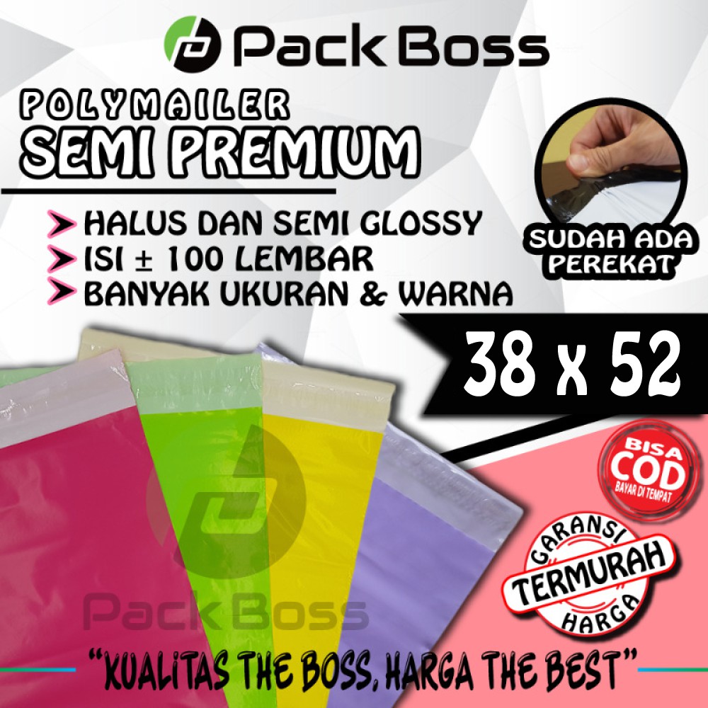 

POLYMAILER PACKBOSS SEMI PREMIUM 38X52 ISI 100 PACKING ONTERMURAH