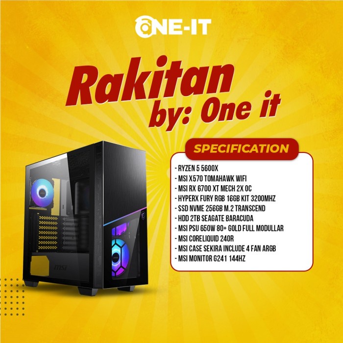 PC Rakitan Ryzen 5 5600X | RX 6700 XT | RAM 16 GB | SSD 256 GB