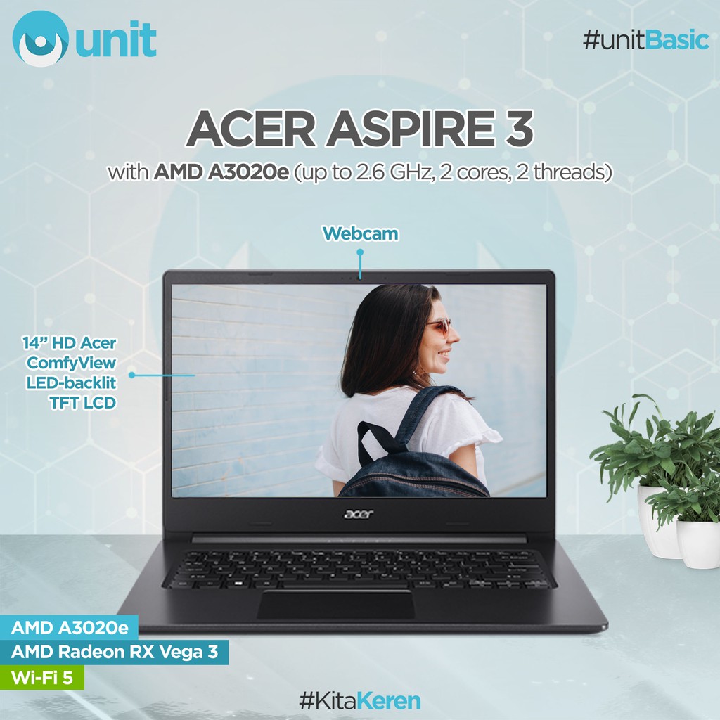 Acer Aspire 3 - A314 - 22 - A5UW AMD A3020e 4GB 256GB SSD Windows 10 - Charcoal Black