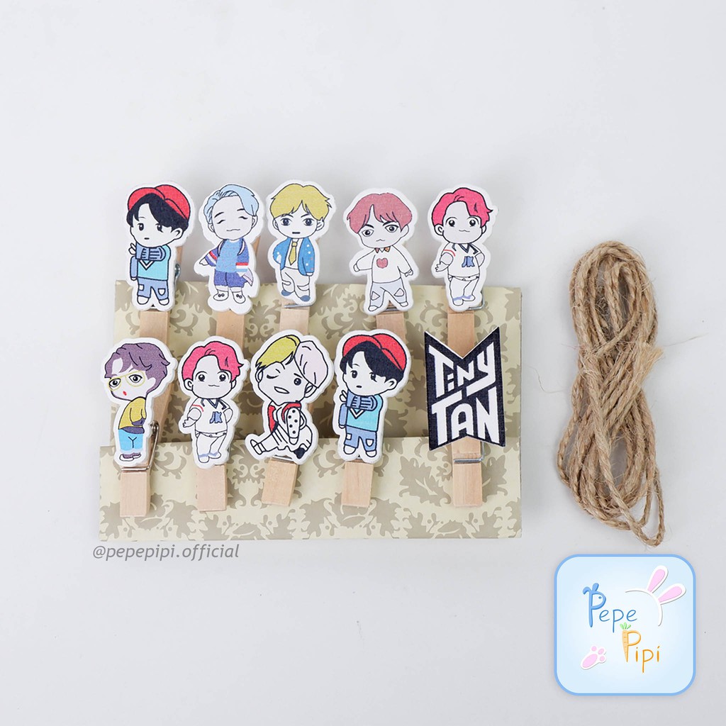 10 pcs Jepitan Foto Boy Band Korea Kartun Polaroid Gantungan Kayu Wooden Clip