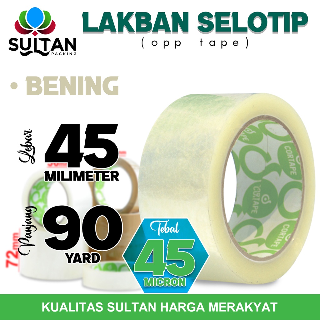 

Lakban Isolasi Selotip BENING 45mm x 90yard OPP Tape Plakban CORTAPE TERMURAH / SATUAN
