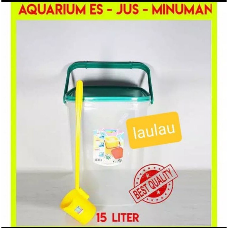 Aquarium Es Buah 15 Liter Green Leaf 0166 + Gayung / Toples Kerupuk / Tempat Es Kelapa / Rice Box