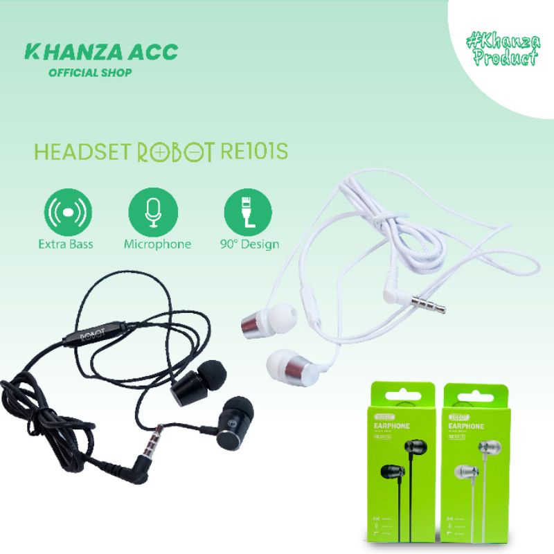 KHANZAACC Earphone ROBOT RE101S Stereo Original Bergaransi Resmi