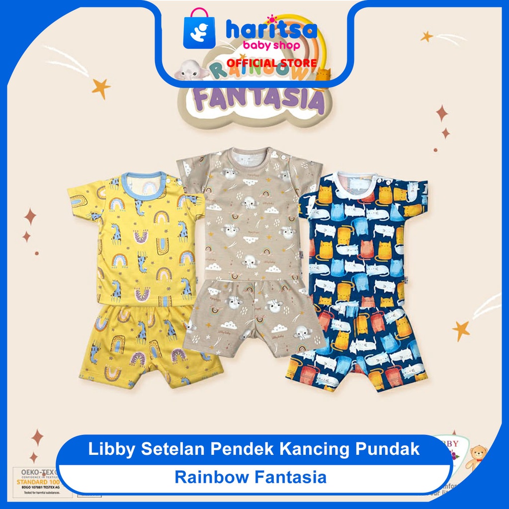 Libby Setelan Oblong Pendek SML - Libby baju bayi Setelan mix/Piyama anak/Piyama bayi Hazy Zoo