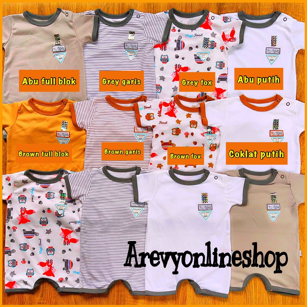 Romper Bayi NOVA Jumper Segiempat 0-3 3-6 6-9 Bulan / Baju Kodok Pendek Polos Kado Bayi Newborn Jumper Bayi Baju Bayi Polos Putih Motif