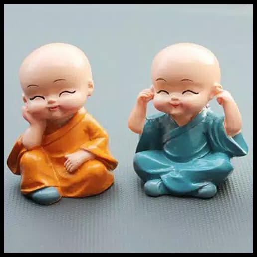 4Pcs Miniatur Patung Budha Biksu Botak Dekorasi Pajangan Mobil Figure