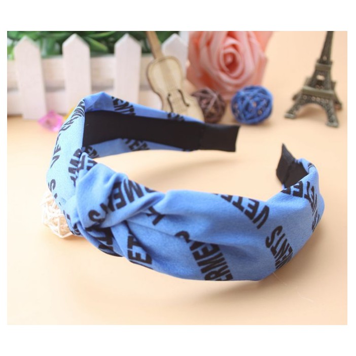 Bando Bandana Kain Lebar Motif Huruf Model Korea