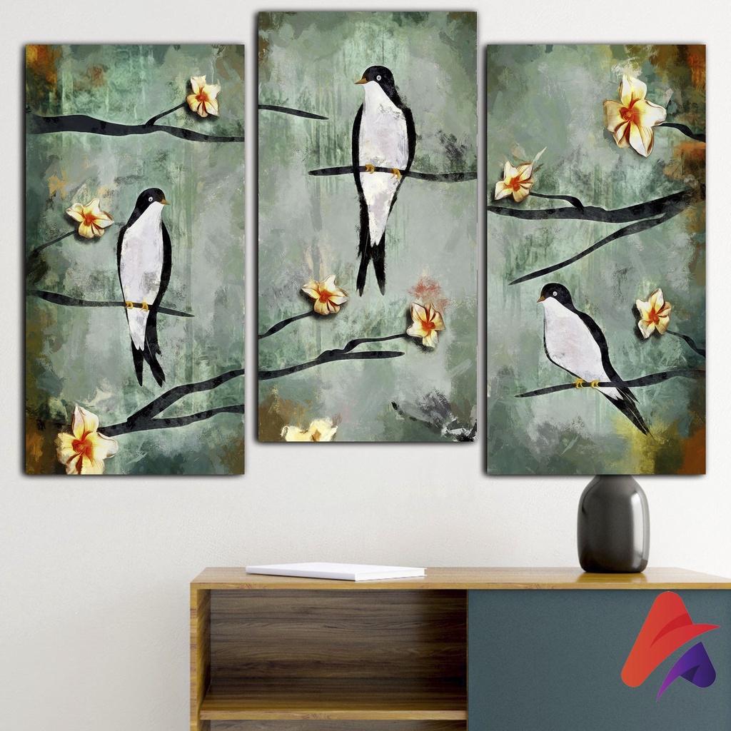 HIASAN DINDING BURUNG ABSTRAK BURUNG WALL DECOR HIASAN DINDING KAMAR PAJANGAN RUANGAN POSTER KAYU GAMBAR BURUNG ABSTRAK