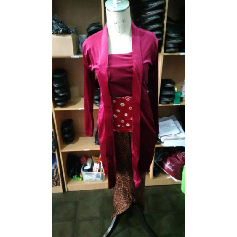 kebaya wanita Kebaya Bludru Kutu Baru Anak Set Ibu Biru Navy