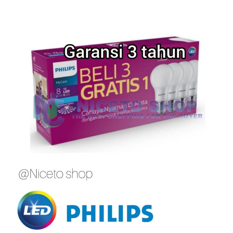 Lampu LED PHILIPS Multipack 8W 8Watt Paket E27 Putih