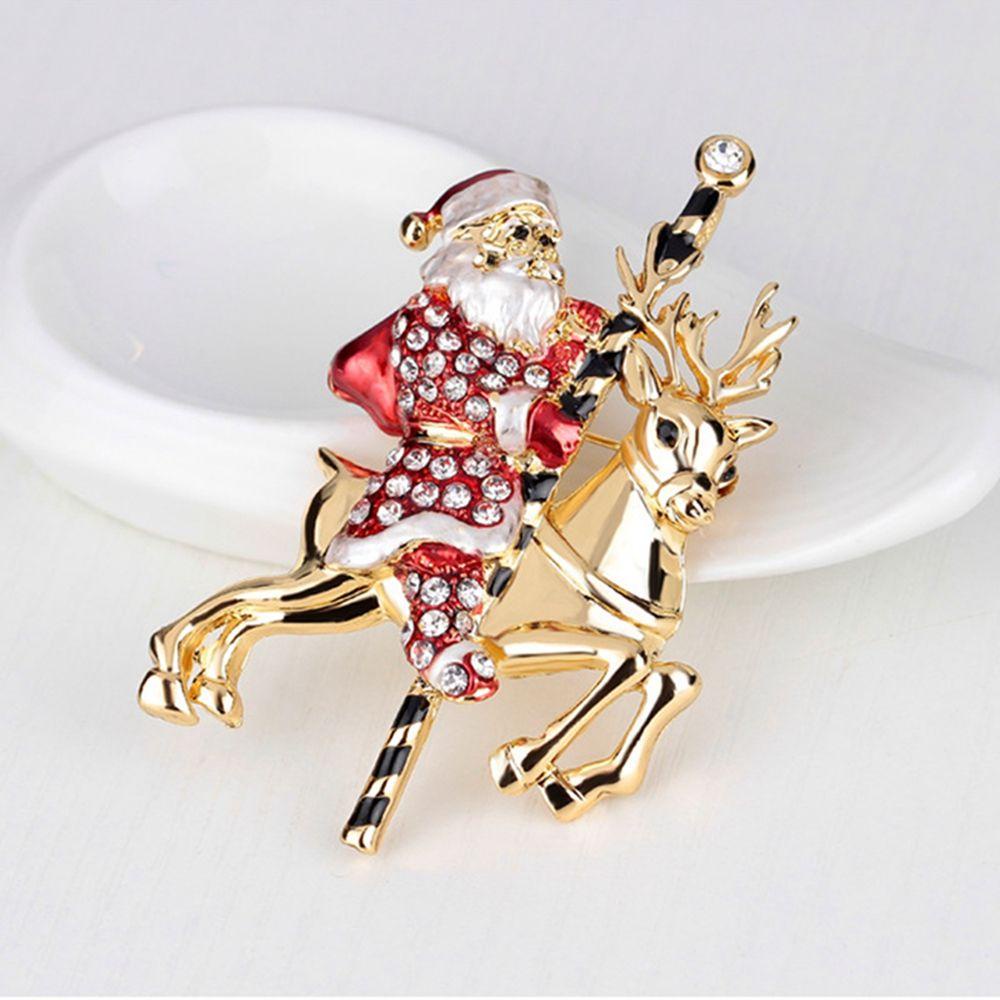 R-FLOWER Berlian Imitasi Bros Panas Wanita Pesona Lencana Natal Pin