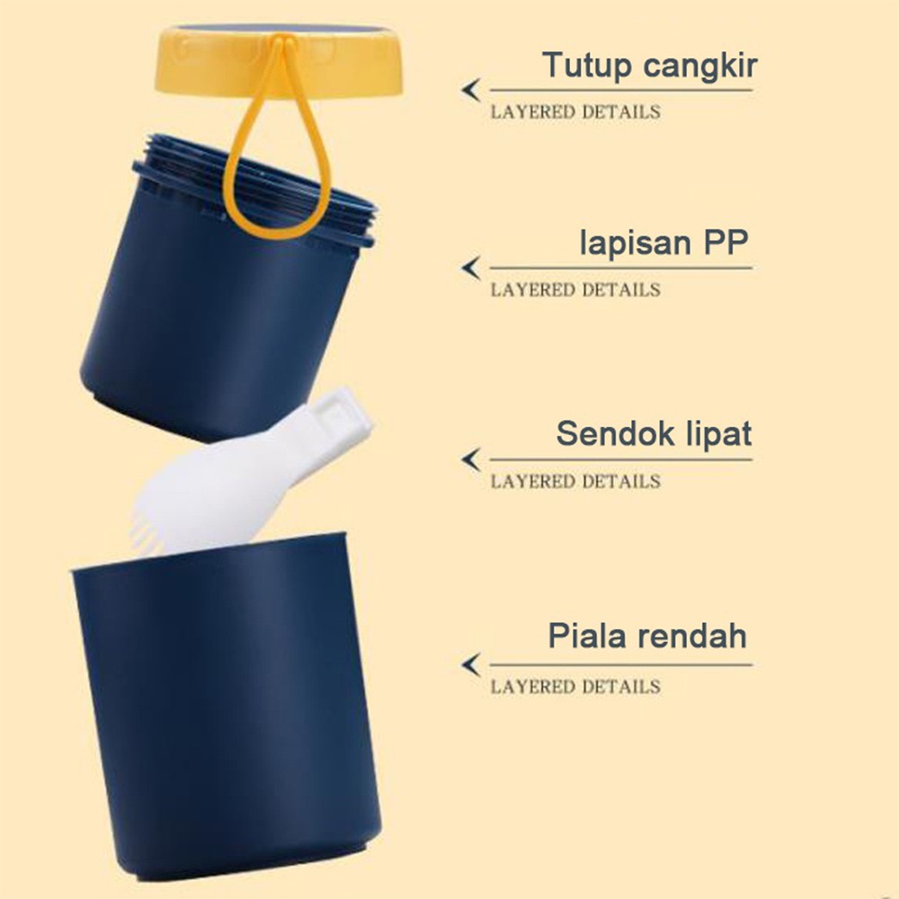 POTE 460ml Mangkok sup Cangkir sup Anti Tumpah Panci sup Portable Free Sendok