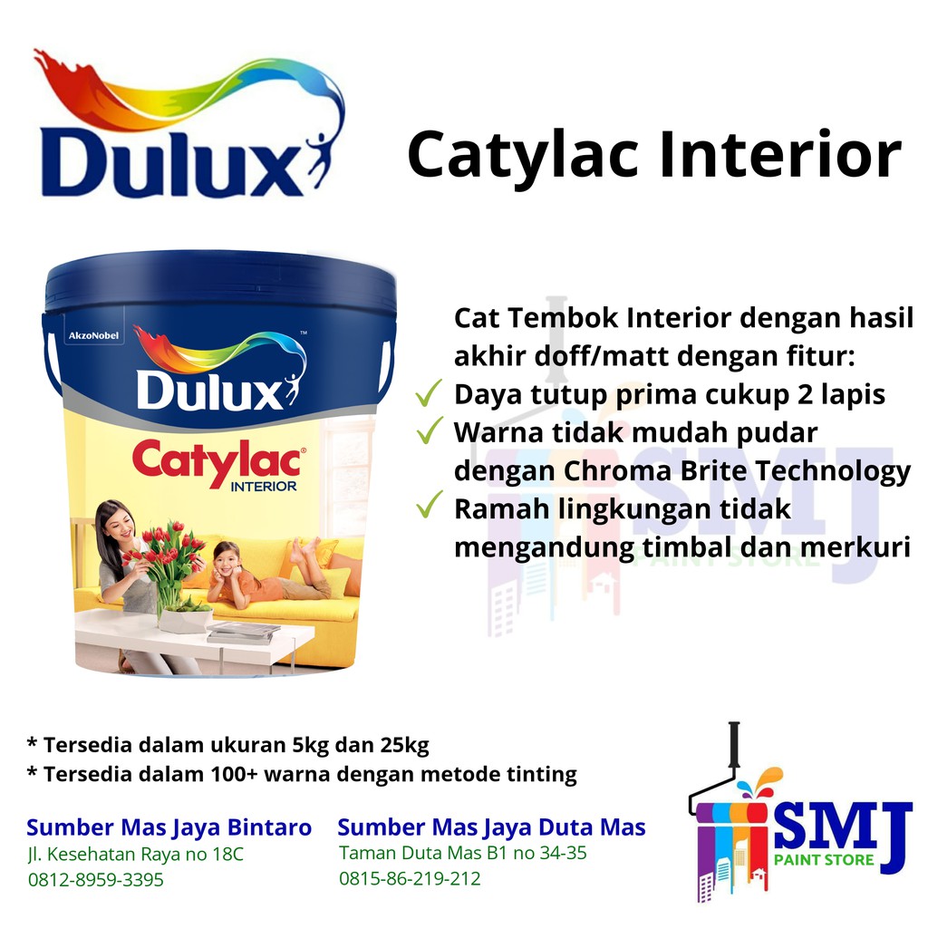  CAT  TEMBOK  DULUX  CATYLAC INTERIOR PUTIH 1501 KEMASAN 25 KG  