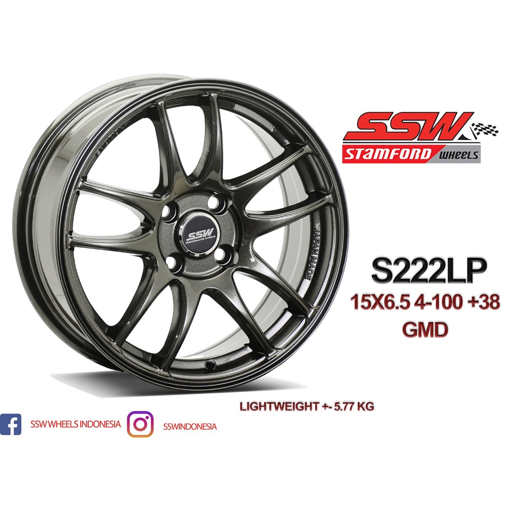 Velg Mobil  Agya Sigra Mobilio Brio City Jazz Freed SSW S222 Ring 15x6.5 4x100 Toko Surabaya