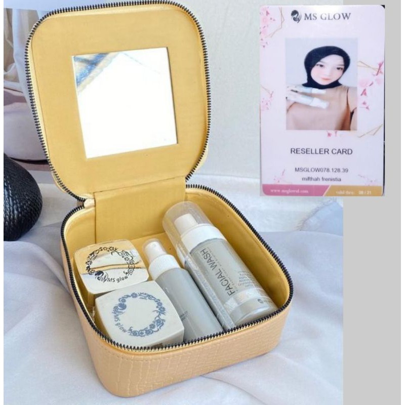 PROMO PAKET WAJAH MS GLOW MSGLOW ORIGINAL FREE BOX MAKEUP CANTIK (kaca dalam)