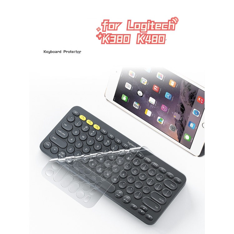 Film Pelindung Keyboard Wireless Bluetooth Logitech K380 K480 Bahan Silikon Transparan