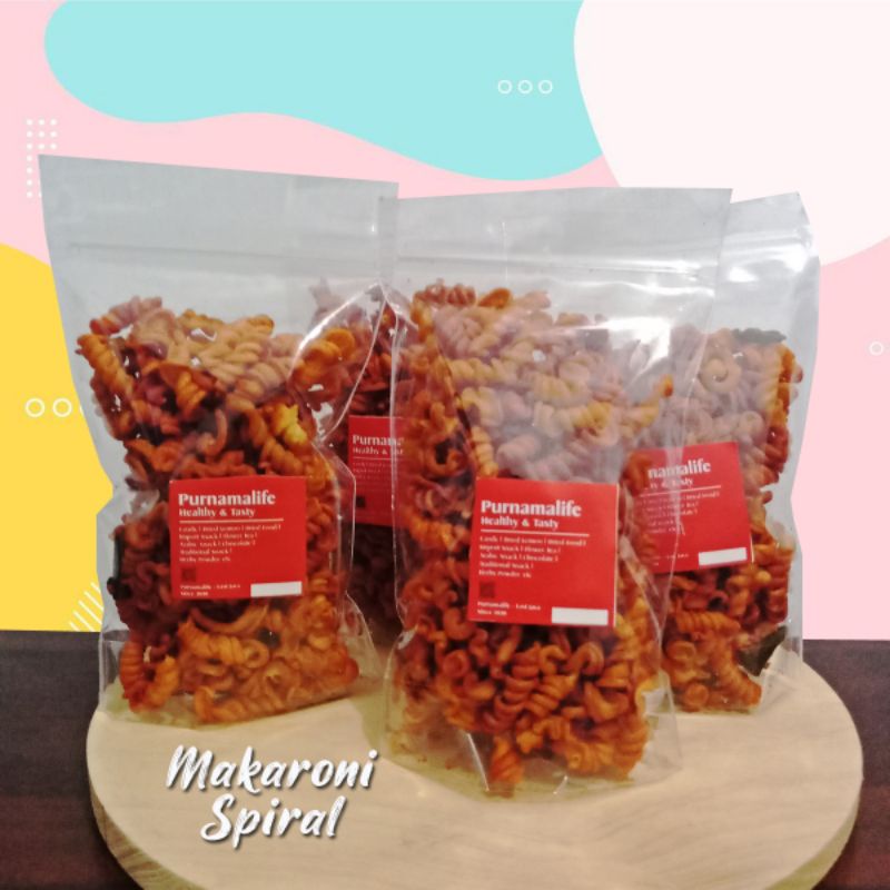 

[Purnamalife] 100gr Makaroni Spiral Rasa Pedas Daun Jeruk/makaroni ulir thailand pedas daun jeruk