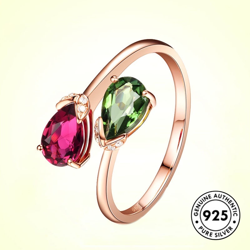 Cincin Sterling Silver 925 Model Tetesan Air Warna Rose Gold Untuk Wanita