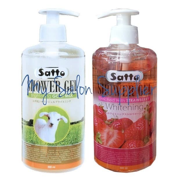 Satto Shower Gel PUMP 500ml Brightening Goat Milk / Strawberry