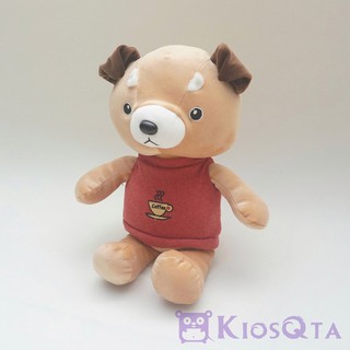 boneka anjing lucu coklat kaos rajut merah  maroon  gambar  