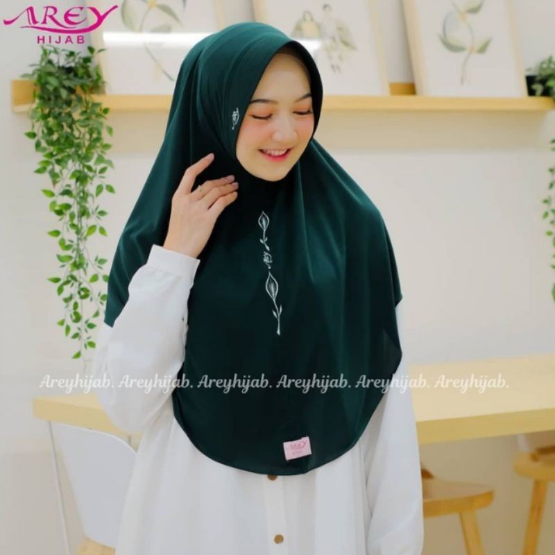 (Arey Alena) HIJAB INSTAN AREY ALENA - JILBAB AREY Bordir Tangkai - JERSEY