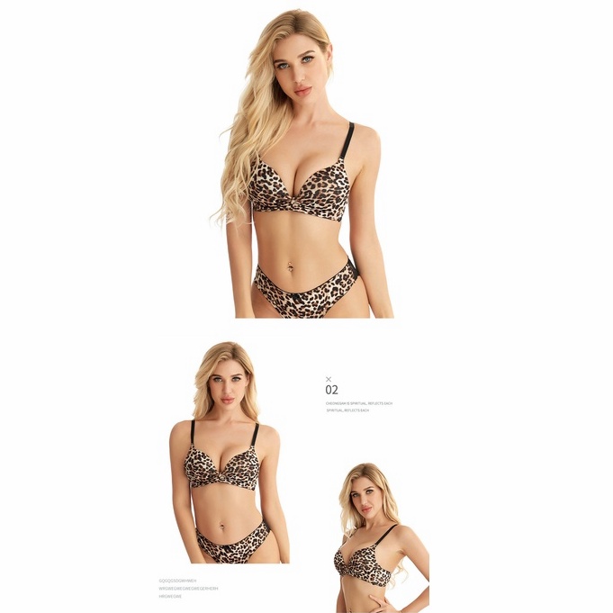 Sexy Lace Violet Lingerie Bikini Sexy Motif Macan Tutul Leopard Gather Bra Set